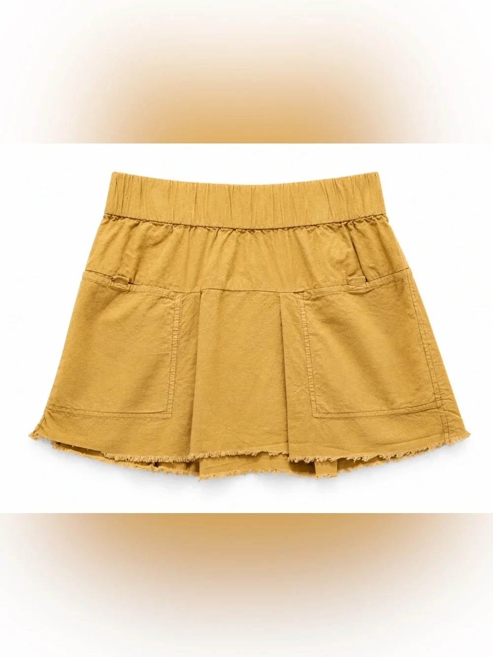 Free People mustard utility raw hem mini skirt small